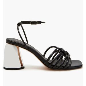 New Katy Perry The Timmer Black Knotted Strappy Mirrored Block Heel Sandals